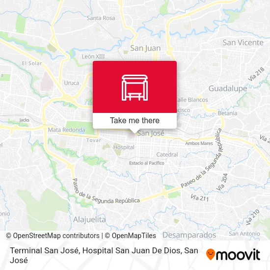 Mapa de Terminal San José, Hospital San Juan De Dios