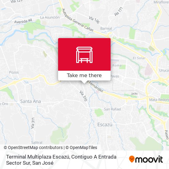 Terminal Multiplaza Escazú, Contiguo A Entrada Sector Sur map