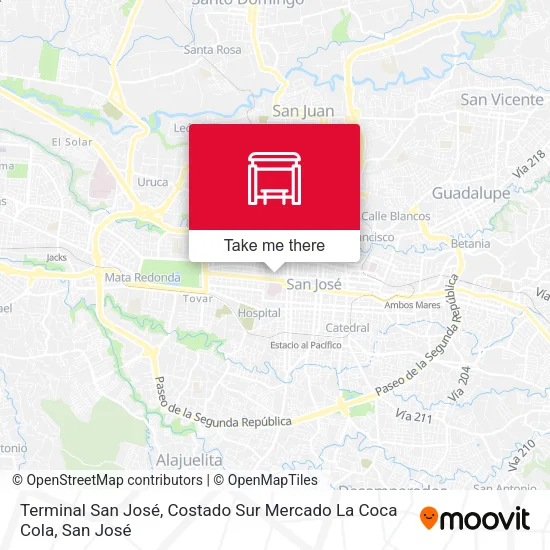 Terminal San José, Costado Sur Mercado La Coca Cola map