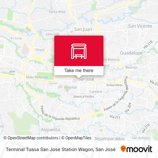 Mapa de Terminal Tuasa San José Station Wagon