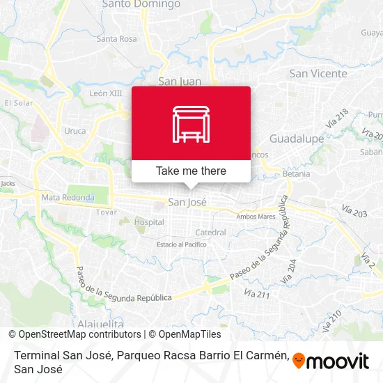 Terminal San José, Parqueo Racsa Barrio El Carmén map