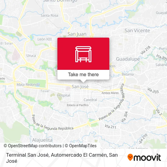 Mapa de Terminal San José, Automercado El Carmén