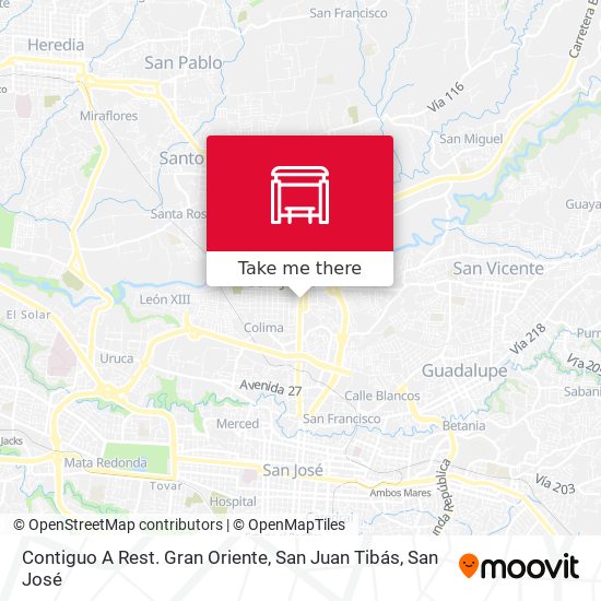Mapa de Contiguo A Rest. Gran Oriente, San Juan Tibás