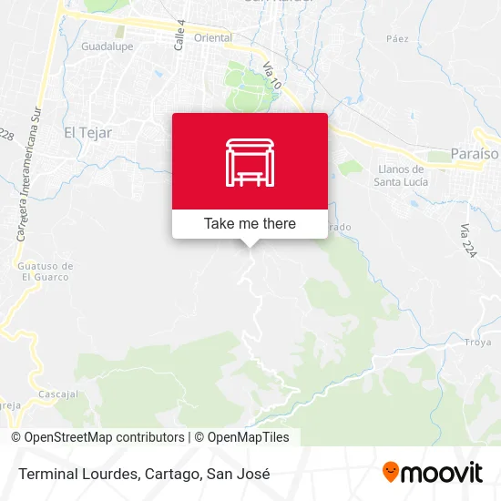 Terminal Lourdes, Cartago map