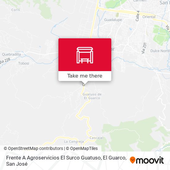 Frente A Agroservicios El Surco Guatuso, El Guarco map