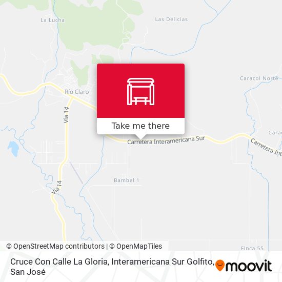 Cruce Con Calle La Gloria, Interamericana Sur Golfito map