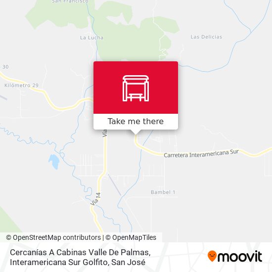 Cercanías A Cabinas Valle De Palmas, Interamericana Sur Golfito map