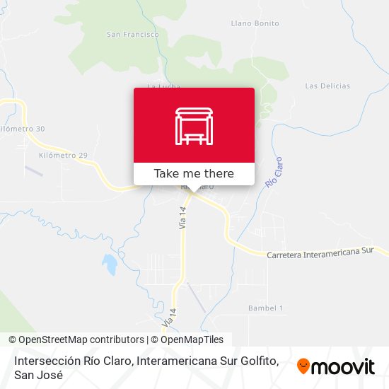 Mapa de Intersección Río Claro, Interamericana Sur Golfito