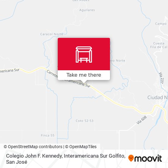 Colegio John F. Kennedy, Interamericana Sur Golfito map