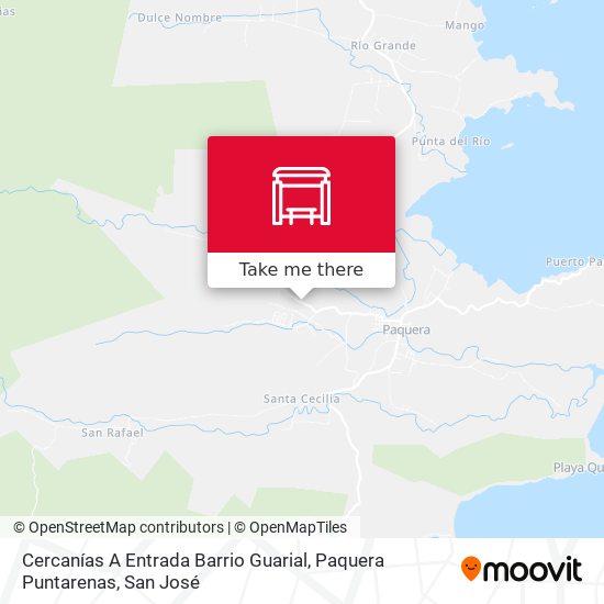 Mapa de Cercanías A Entrada Barrio Guarial, Paquera Puntarenas