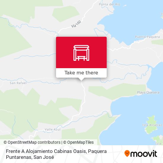 Frente A Alojamiento Cabinas Oasis, Paquera Puntarenas map