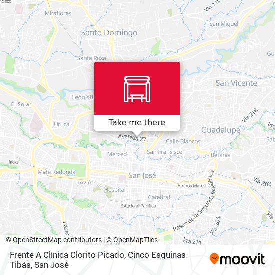 Frente A Clínica Clorito Picado, Cinco Esquinas Tibás map