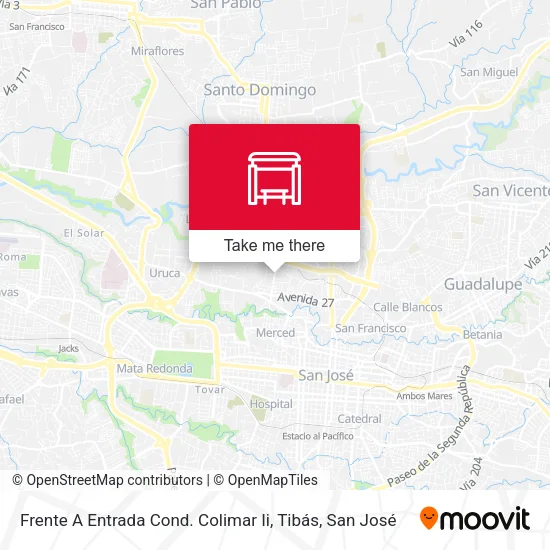 Mapa de Frente A Entrada Cond. Colimar Ii, Tibás