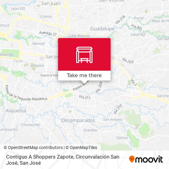 Contiguo A Shoppers Zapote, Circunvalación San José map