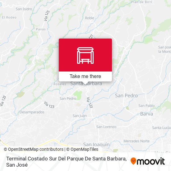 Mapa de Terminal Costado Sur Del Parque De Santa Barbara