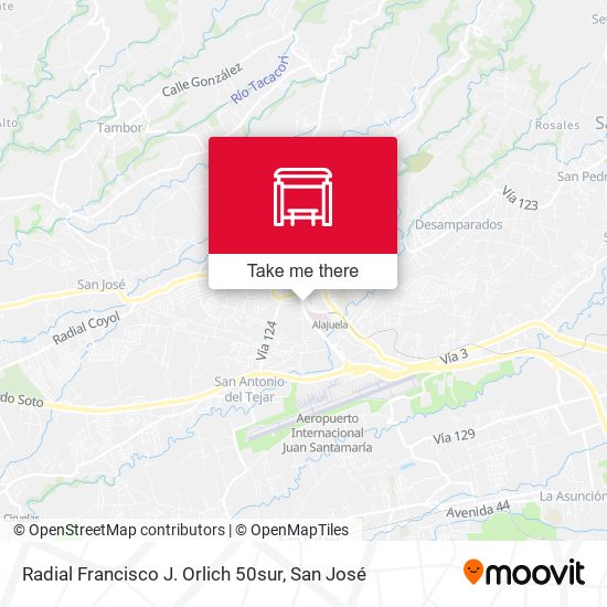 Radial Francisco J. Orlich 50sur map