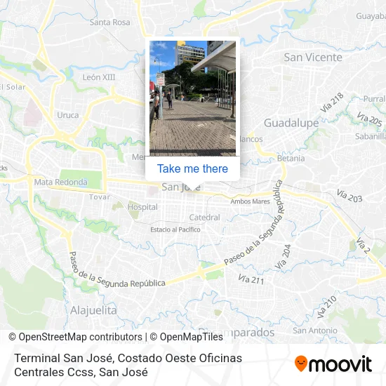 Mapa de Terminal San José, Costado Oeste Oficinas Centrales Ccss