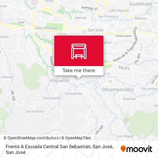 Frente A Escuela Central San Sebastián, San José map