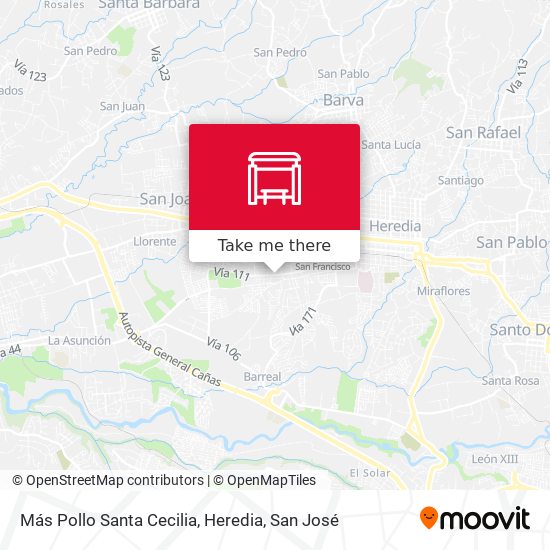Más Pollo Santa Cecilia, Heredia map
