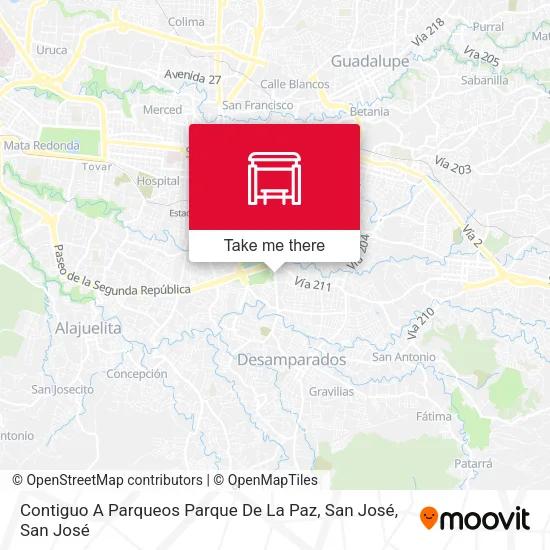 Contiguo A Parqueos Parque De La Paz, San José map
