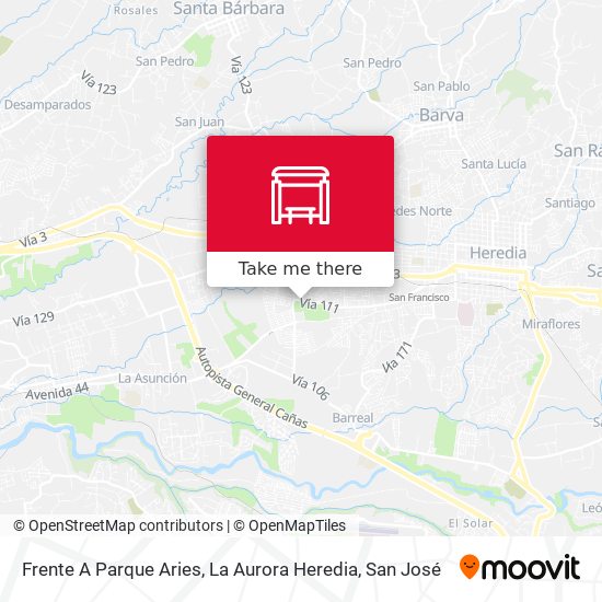 Mapa de Frente A Parque Aries, La Aurora Heredia