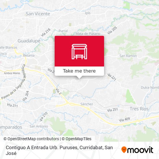 Mapa de Contiguo A Entrada Urb. Puruses, Curridabat