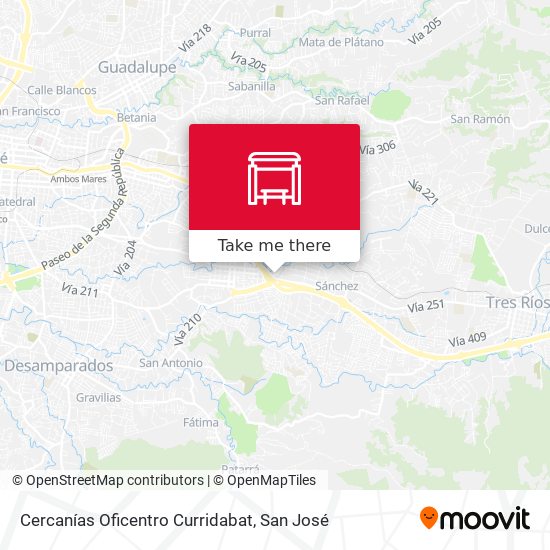 Mapa de Cercanías Oficentro Curridabat
