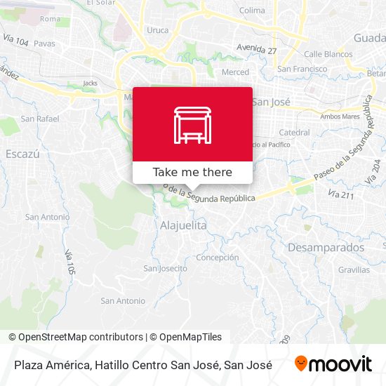 Plaza América, Hatillo Centro San José map