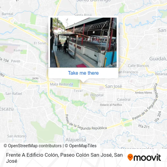 Mapa de Frente A Edificio Colón, Paseo Colón San José