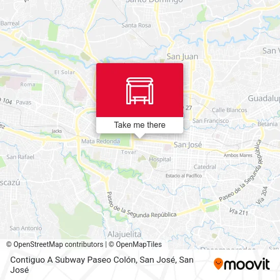 Mapa de Contiguo A Subway Paseo Colón, San José