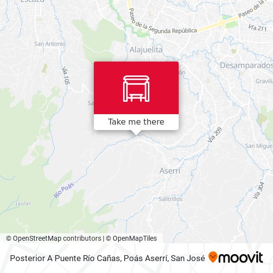 Mapa de Posterior A Puente Río Cañas, Poás Aserrí