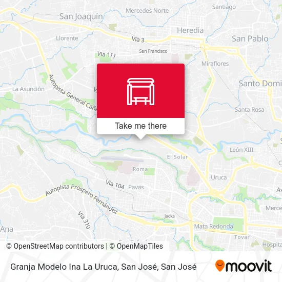 Mapa de Granja Modelo Ina La Uruca, San José