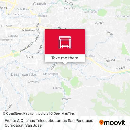 Frente A Oficinas Telecable, Lomas San Pancracio Curridabat map