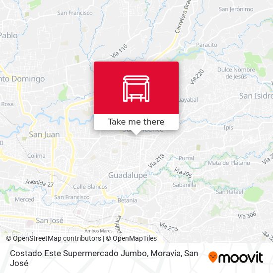 Costado Este Supermercado Jumbo, Moravia map