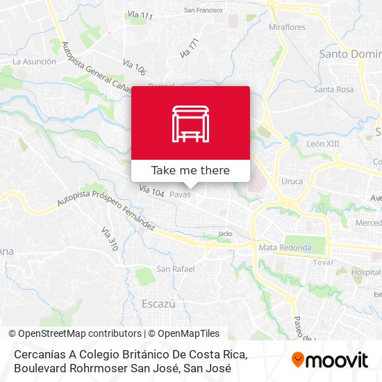 Cercanías A Colegio Británico De Costa Rica, Boulevard Rohrmoser San José map