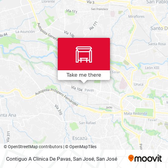 Mapa de Contiguo A Clínica De Pavas, San José