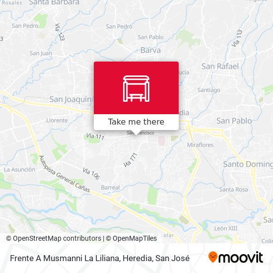 Frente A Musmanni La Liliana, Heredia map