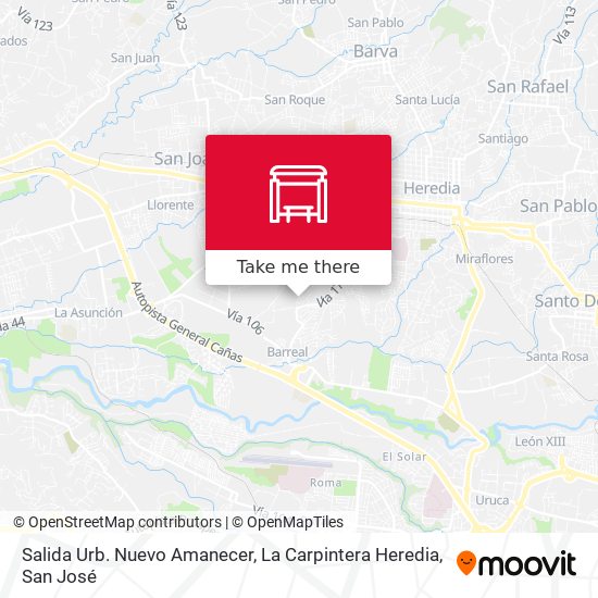Salida Urb. Nuevo Amanecer, La Carpintera Heredia map
