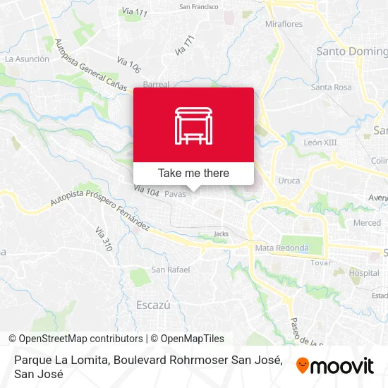Parque La Lomita, Boulevard Rohrmoser San José map