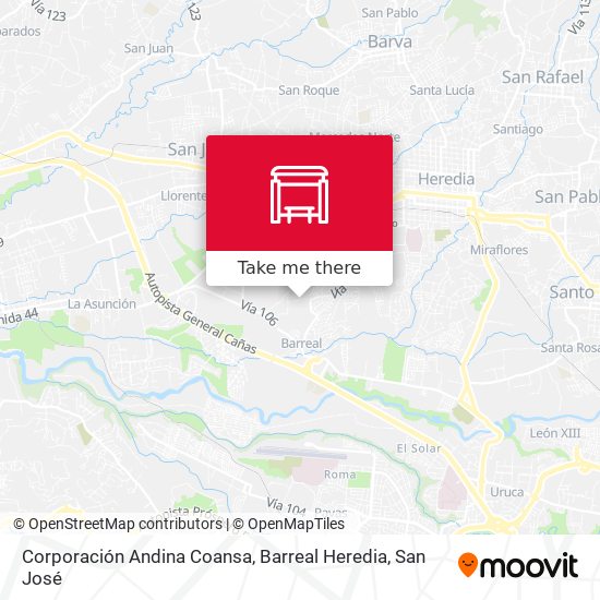 Corporación Andina Coansa, Barreal Heredia map