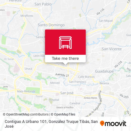 Mapa de Contiguo A Urbano 101, González Truque Tibás