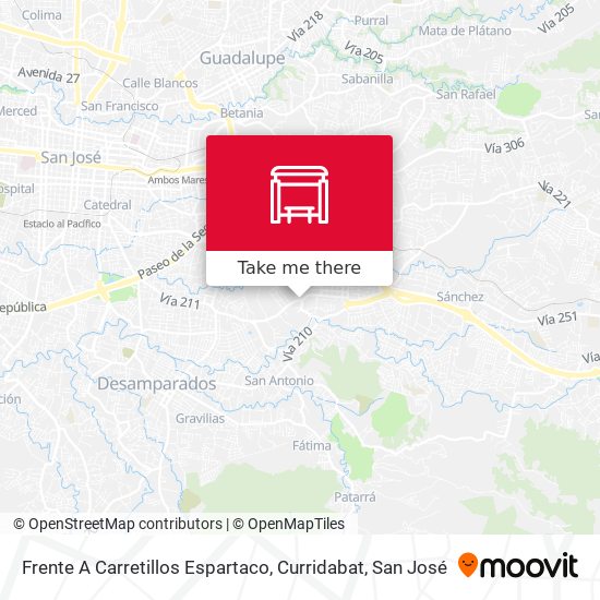 Frente A Carretillos Espartaco, Curridabat map