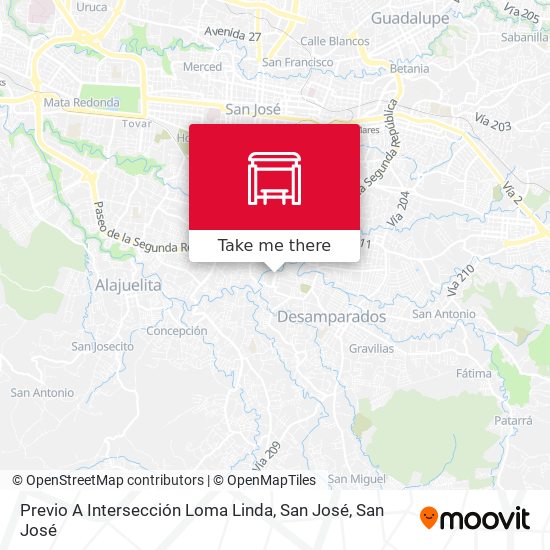 Previo A Intersección Loma Linda, San José map