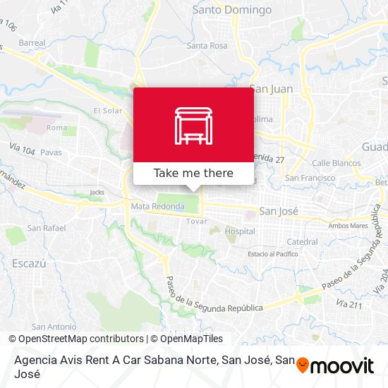 Agencia Avis Rent A Car Sabana Norte, San José map