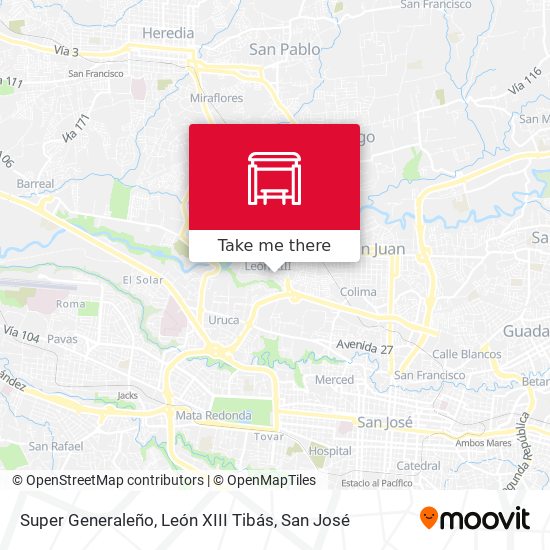 Super Generaleño, León XIII Tibás map