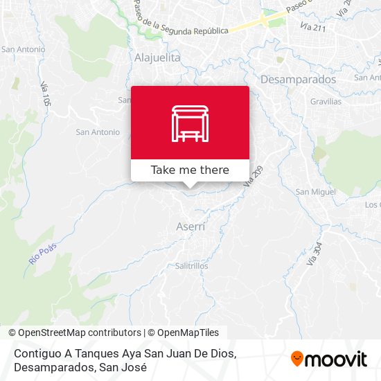 Contiguo A Tanques Aya San Juan De Dios, Desamparados map