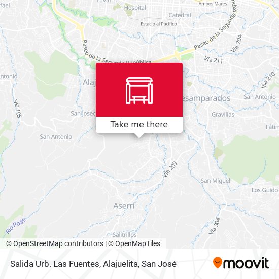 Mapa de Salida Urb. Las Fuentes, Alajuelita