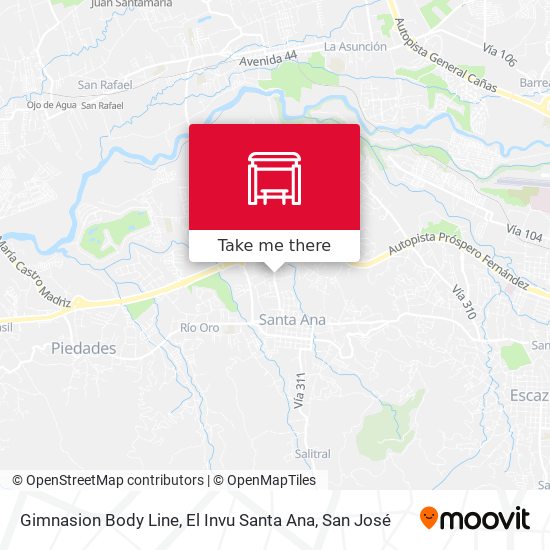 Mapa de Gimnasion Body Line, El Invu Santa Ana