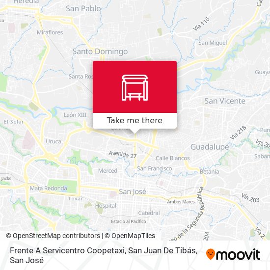 Frente A Servicentro Coopetaxi, San Juan De Tibás map