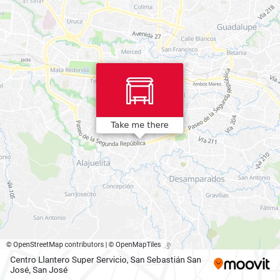 Mapa de Centro Llantero Super Servicio, San Sebastián San José